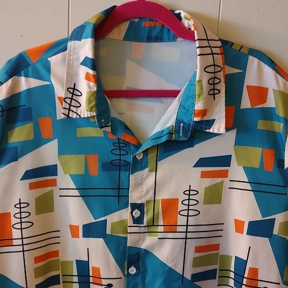 Retro Geometric Men's Shirt 3XL - Picture 2 of 9